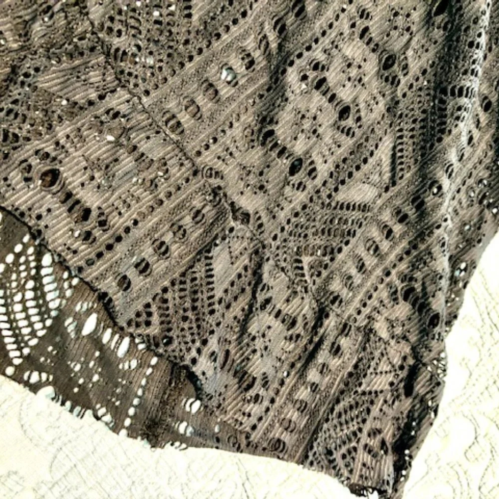 Becca Designer Swimsuit Black & Gold Crochet Textured Stretch (Swim Dress) - Picture 8 of 11